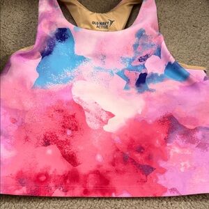 Old Navy POWERSOFT Active Pink and Blue Tank Top Sports Bra Girls Size 8